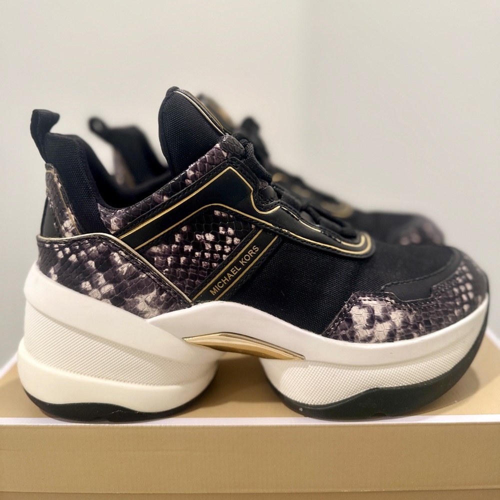 Michael Kors Women's Black and Gold Sneakers